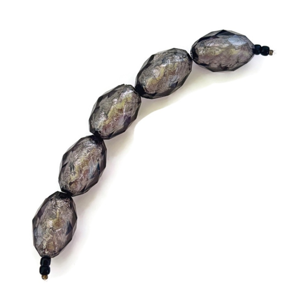 As Low As $2 Faceted Charcoal Grey Silver-Lined Acrylic Beads 26mm x 16mm (5)